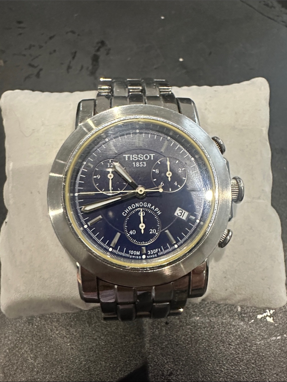 Tissot Silver Watch with Blue Dial and Stainless Bracelet - Picture 3 of 10